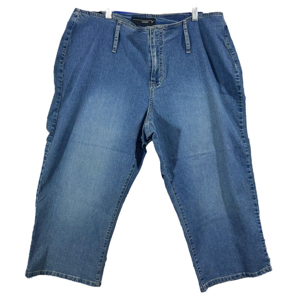 Venezia Blue Denim Jeans Wide Leg Size 20 Pants Oversized Belt Looping w/ Pocket